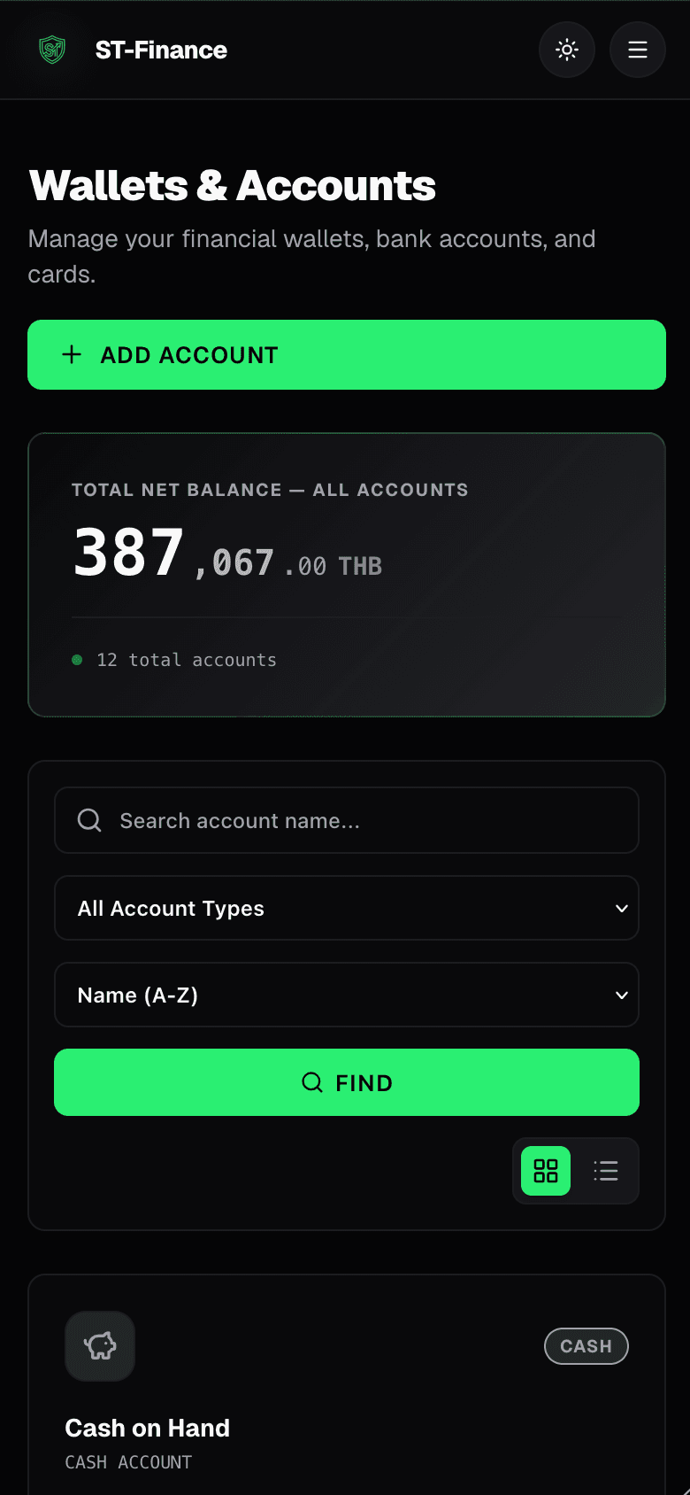 Accounts - Mobile